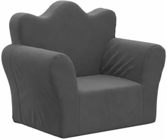 Vaikiška sofa, antracito spalvos, minkštas pliušas