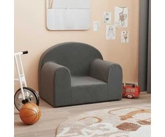 Vaikiška sofa, antracito spalvos, minkštas pliušas