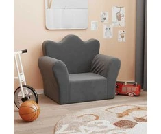 Vaikiška sofa, antracito spalvos, minkštas pliušas