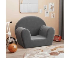 Vaikiška sofa, antracito spalvos, minkštas pliušas