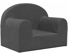 Vaikiška sofa, antracito spalvos, minkštas pliušas