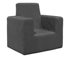 Vaikiška sofa, antracito spalvos, minkštas pliušas