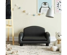 Vaikiška sofa, juodos spalvos, 50x40x30 cm, dirbtinė oda