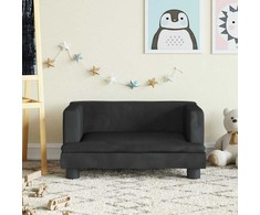 Vaikiška sofa, juodos spalvos, 60x40x30cm, aksomas