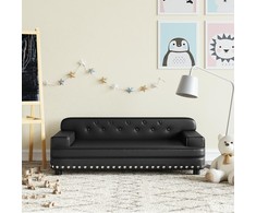 Vaikiška sofa, juodos spalvos, 90x53x30cm, dirbtinė oda