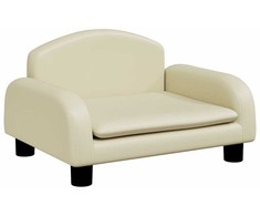 Vaikiška sofa, kreminės spalvos, 50x40x30 cm, dirbtinė oda