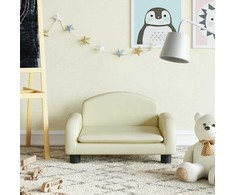 Vaikiška sofa, kreminės spalvos, 50x40x30 cm, dirbtinė oda