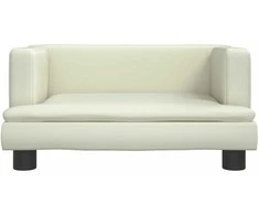 Vaikiška sofa, kreminės spalvos, 60x40x30cm, dirbtinė oda