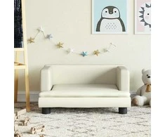 Vaikiška sofa, kreminės spalvos, 60x40x30cm, dirbtinė oda