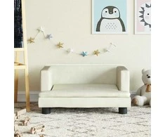 Vaikiška sofa, kreminės spalvos, 60x40x30cm, aksomas