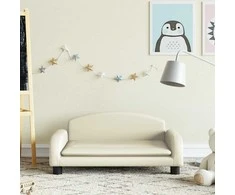 Vaikiška sofa, kreminės spalvos, 70x45x30cm, dirbtinė oda