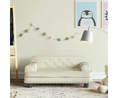 Vaikiška sofa, kreminės spalvos, 70x45x30cm, dirbtinė oda