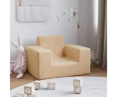 Vaikiška sofa, kreminės spalvos, minkštas pliušas