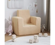 Vaikiška sofa, kreminės spalvos, minkštas pliušas