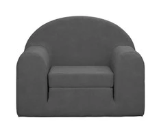 Vaikiška sofa-lova, antracito spalvos, minkštas pliušas