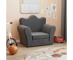 Vaikiška sofa-lova, antracito spalvos, minkštas pliušas