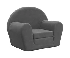 Vaikiška sofa-lova, antracito spalvos, minkštas pliušas