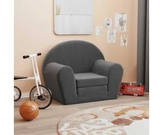 Vaikiška sofa-lova, antracito spalvos, minkštas pliušas