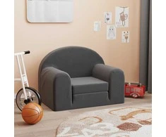 Vaikiška sofa-lova, antracito spalvos, minkštas pliušas