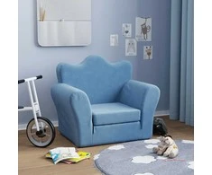 Vaikiška sofa-lova, mėlynos spalvos, minkštas pliušas