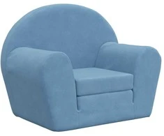 Vaikiška sofa-lova, mėlynos spalvos, minkštas pliušas