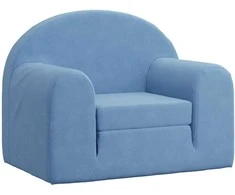 Vaikiška sofa-lova, mėlynos spalvos, minkštas pliušas