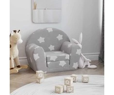 Vaikiška sofa-lova, pilka, minkštas pliušas, su žvaigždėmis