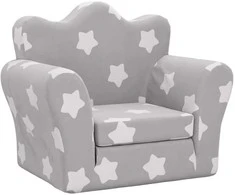 Vaikiška sofa-lova, pilka, minkštas pliušas, su žvaigždėmis