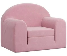 Vaikiška sofa-lova, rožinės spalvos, minkštas pliušas