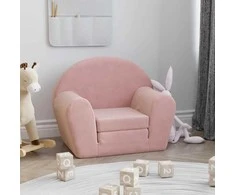 Vaikiška sofa-lova, rožinės spalvos, minkštas pliušas