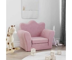 Vaikiška sofa-lova, rožinės spalvos, minkštas pliušas