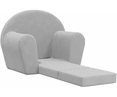 Vaikiška sofa-lova, šviesiai pilkos spalvos, minkštas pliušas