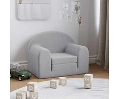 Vaikiška sofa-lova, šviesiai pilkos spalvos, minkštas pliušas