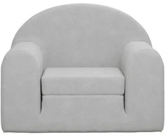 Vaikiška sofa-lova, šviesiai pilkos spalvos, minkštas pliušas