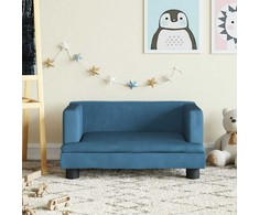 Vaikiška sofa, mėlynos spalvos, 60x40x30cm, aksomas