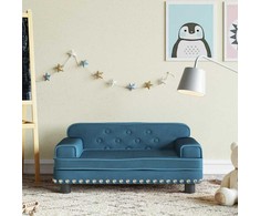 Vaikiška sofa, mėlynos spalvos, 70x45x30cm, aksomas