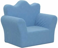 Vaikiška sofa, mėlynos spalvos, minkštas pliušas