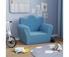 Vaikiška sofa, mėlynos spalvos, minkštas pliušas
