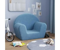 Vaikiška sofa, mėlynos spalvos, minkštas pliušas