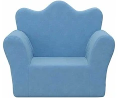 Vaikiška sofa, mėlynos spalvos, minkštas pliušas