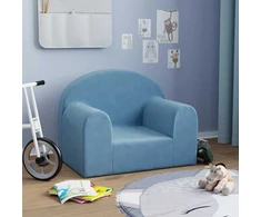 Vaikiška sofa, mėlynos spalvos, minkštas pliušas