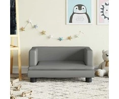 Vaikiška sofa, pilkos spalvos, 60x40x30cm, dirbtinė oda