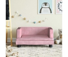 Vaikiška sofa, rožinės spalvos, 60x40x30cm, aksomas