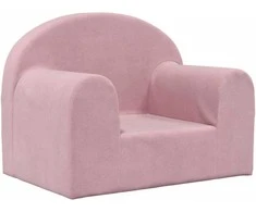 Vaikiška sofa, rožinės spalvos, minkštas pliušas