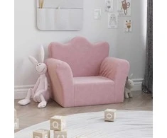 Vaikiška sofa, rožinės spalvos, minkštas pliušas