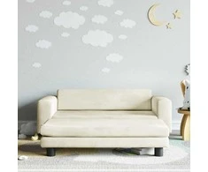 Vaikiška sofa su pakoja, kreminė, 100x50x30cm, aksomas