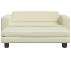 Vaikiška sofa su pakoja, kreminė, 100x50x30cm, dirbtinė oda