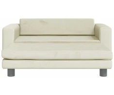 Vaikiška sofa su pakoja, kreminė, 100x50x30cm, aksomas