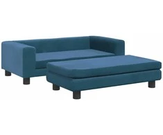 Vaikiška sofa su pakoja, mėlyna, 100x50x30cm, aksomas