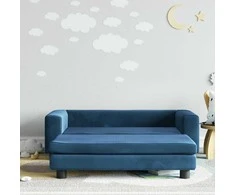 Vaikiška sofa su pakoja, mėlyna, 100x50x30cm, aksomas